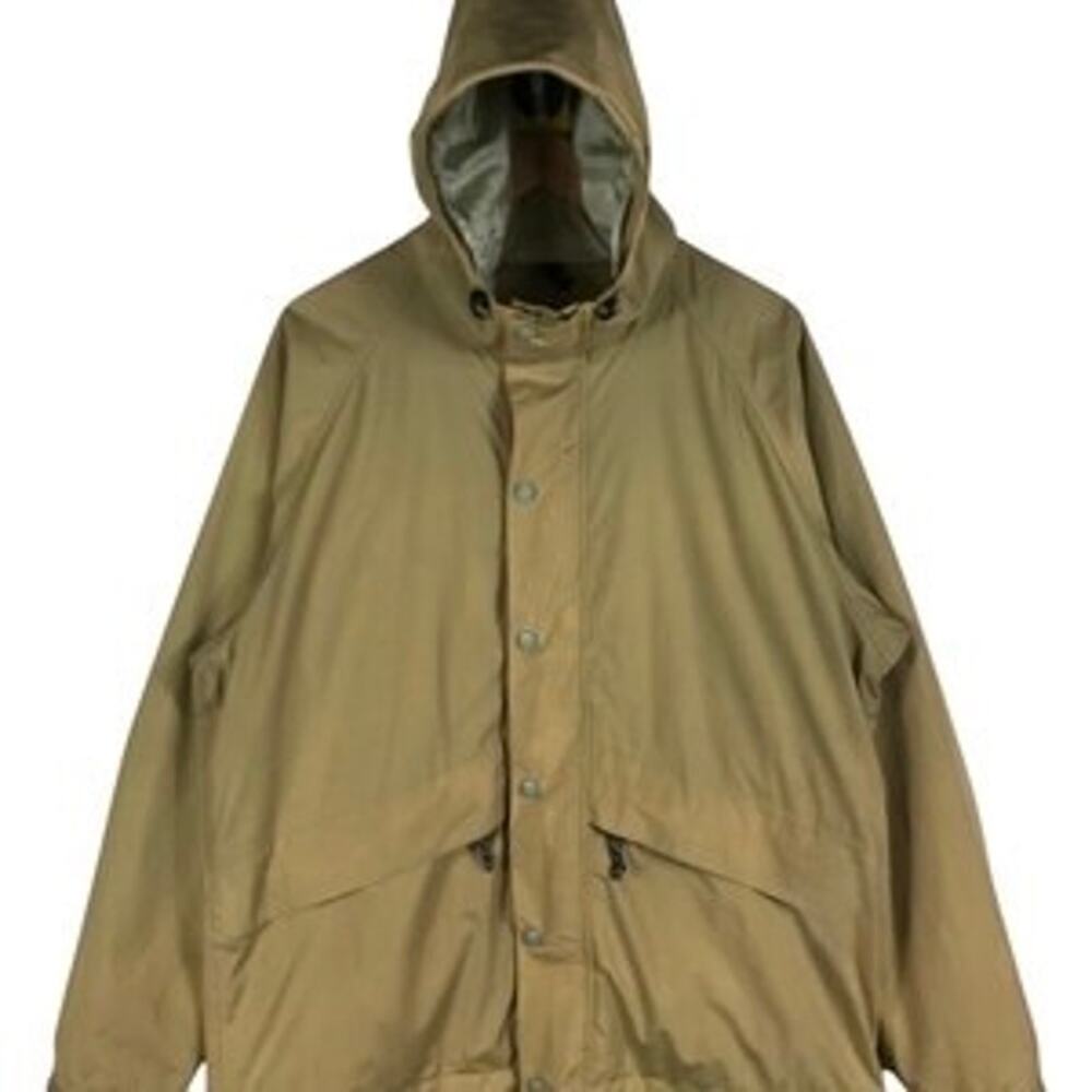 Vtg LL Bean Men’s M rain jacket hooded goretex tan gold zipper